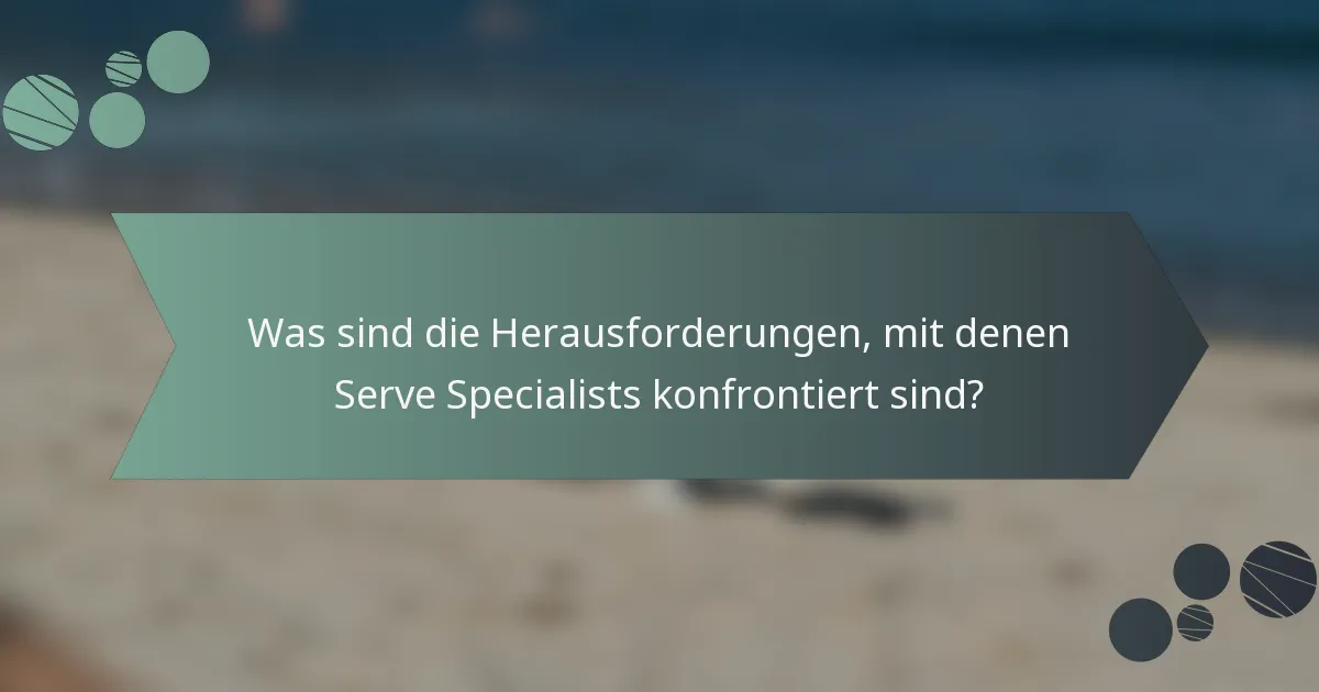 Was sind die Herausforderungen, mit denen Serve Specialists konfrontiert sind?