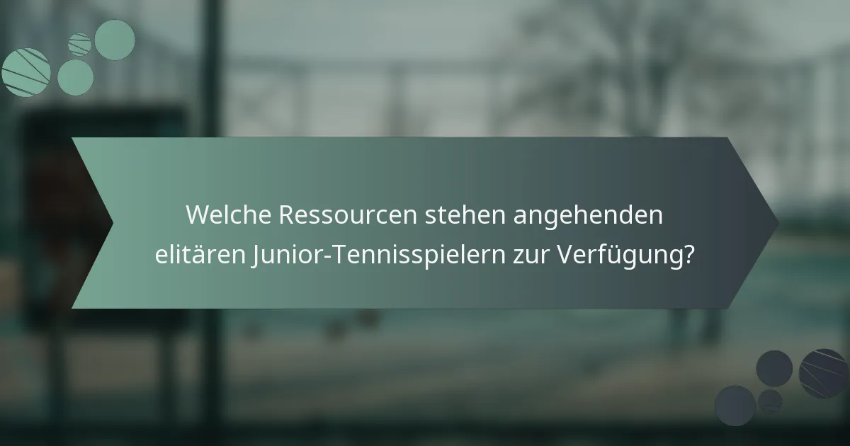 Welche Ressourcen stehen angehenden elitären Junior-Tennisspielern zur Verfügung?