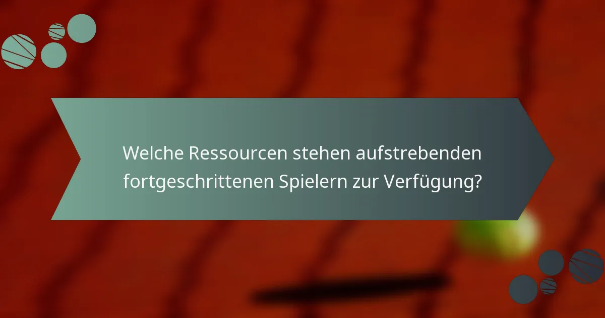 Welche Ressourcen stehen aufstrebenden fortgeschrittenen Spielern zur Verfügung?