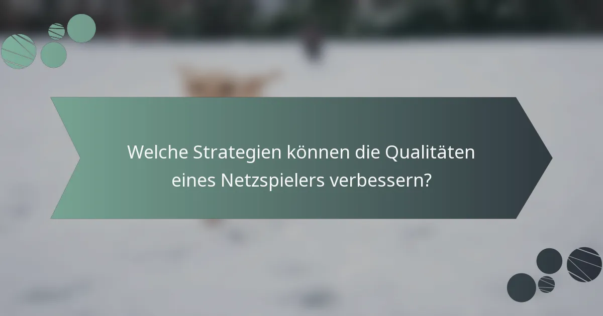 Welche Strategien können die Qualitäten eines Netzspielers verbessern?